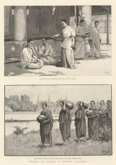 Sketches in Burmah, a Buddhist Monastery by William Barnes Wollen